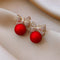 Fashion Jewelry Female Bowknot Pearl Earrings Temperament Christmas