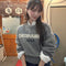 Winter New South Korea Dongdaemun Loose-fitting Casual Round-neck Retro Alphabet Knitwear Sweater